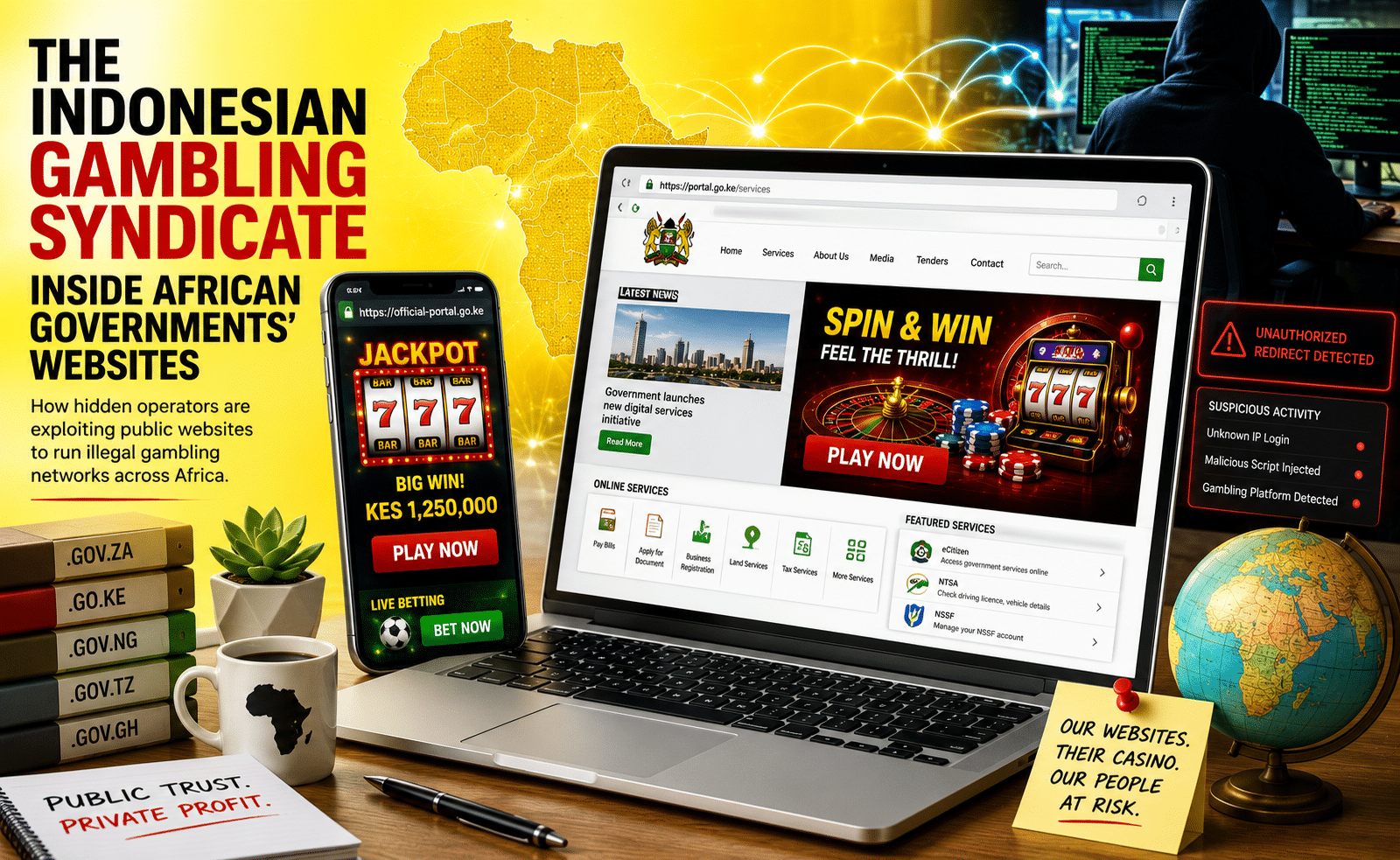 The Indonesian gambling syndicate hiding inside governments’ websites across 16 African countries